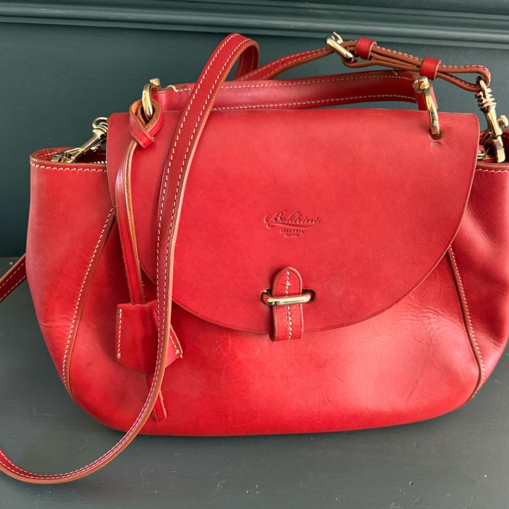 BOLDRINI Red Leather Handbag ITALY
